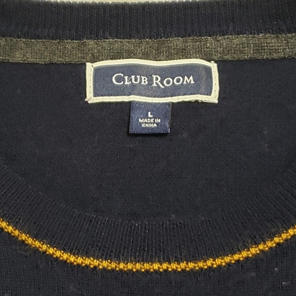 Club Room Mens Wool Blend Stripped  Crewneck Sweater Blue Yellow Size Large - Picture 8 of 9